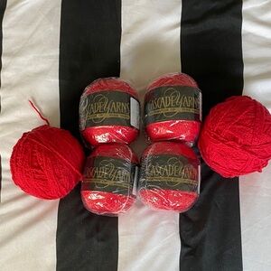 Cascade “Fixation” Red Yarn bundle, 98% cotton and 2% elastin.